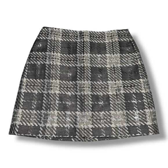 LOFT Outlet Womens Skirt Size 8 Black Gray Pewter Metallic Pencil Zip in Back - Picture 1 of 4